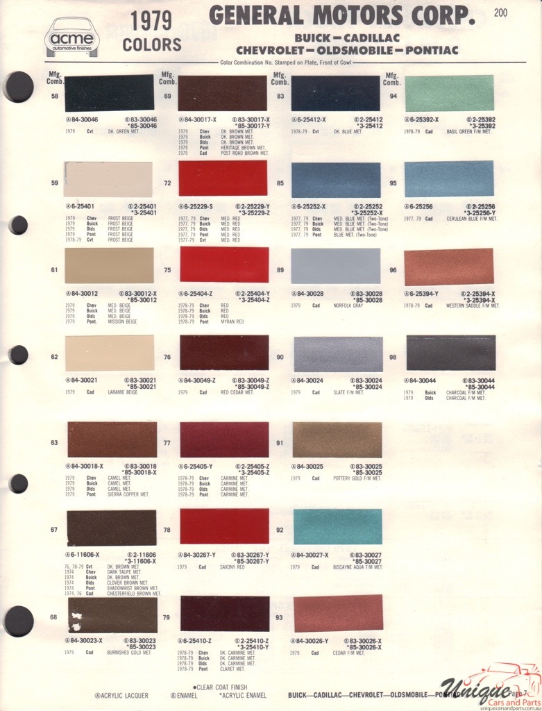1979 General Motors Paint Charts Acme 2
